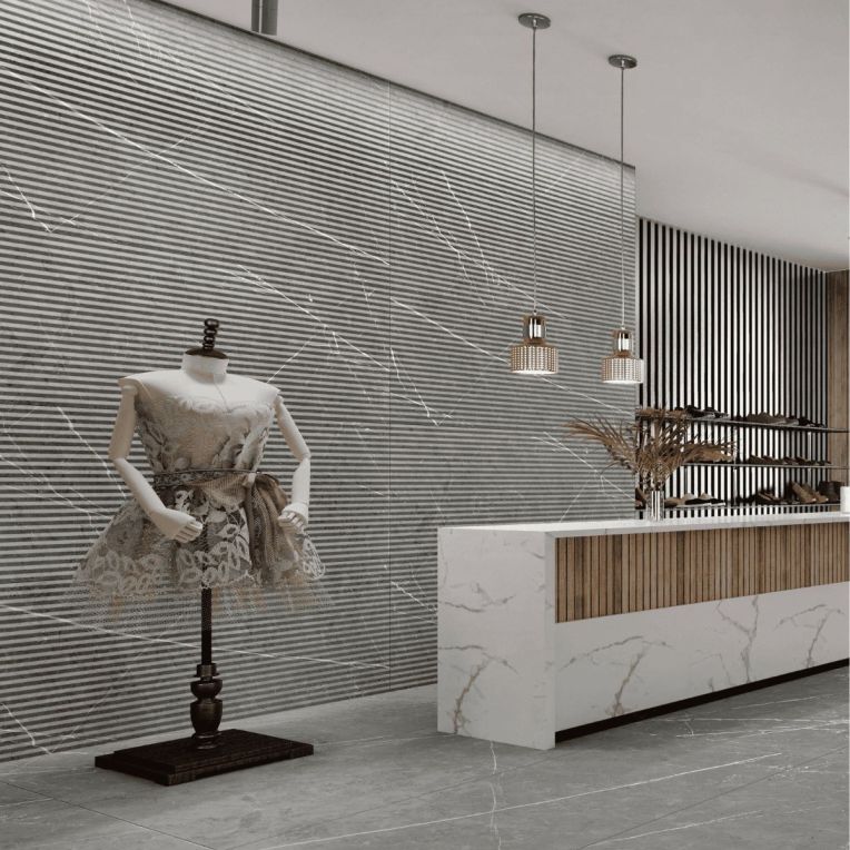Spider Grey Marble Effect Matt Porcelain Wall Tile
